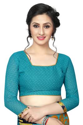 Sky Blue Printed Georgette Saree 4