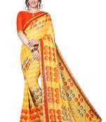 Yellow printed georgette saree 