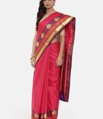 CLASSICATE From The House Of The Chennai Silks Women's Pink Dharmavaram Silk Saree With Blouse
