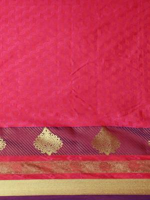 CLASSICATE From The House Of The Chennai Silks Women's Pink Dharmavaram Silk Saree With Blouse 3
