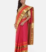 CLASSICATE From The House Of The Chennai Silks Women's Pink Dharmavaram Silk Saree With Blouse