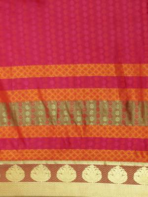 CLASSICATE From The House Of The Chennai Silks Women's Pink Dharmavaram Silk Saree With Blouse 3