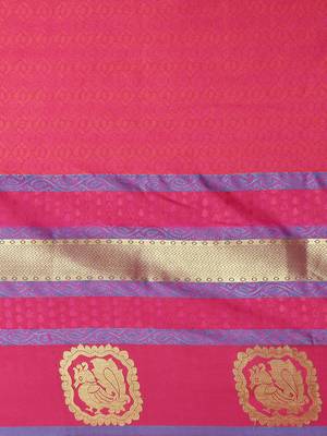 CLASSICATE From The House Of The Chennai Silks Women's Magenta Dharmavaram Silk Saree With Blouse 3