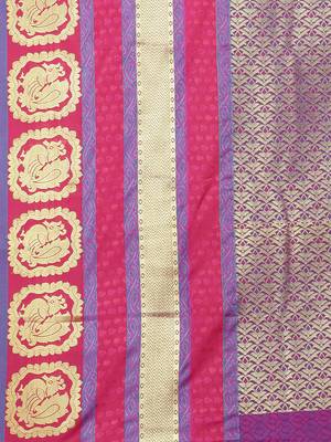 CLASSICATE From The House Of The Chennai Silks Women's Magenta Dharmavaram Silk Saree With Blouse 4