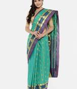 CLASSICATE From The House Of The Chennai Silks Women's Green Dharmavaram Silk Saree With Blouse