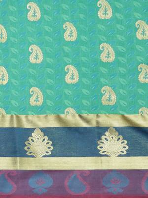 CLASSICATE From The House Of The Chennai Silks Women's Green Dharmavaram Silk Saree With Blouse 3