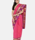 CLASSICATE From The House Of The Chennai Silks Women's Magenta Dharmavaram Silk Saree With Blouse