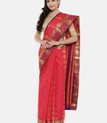 CLASSICATE From The House Of The Chennai Silks Women's Pink Dharmavaram Silk Saree With Blouse