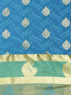 CLASSICATE From The House Of The Chennai Silks Women's Blue  Dharmavaram Silk Saree With Blouse 3