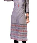 Grey Embroidered Cotton Kurtis