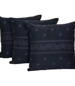 Reme Embroidered Blue Cotton Square Decorative Cushion Pillow Cover