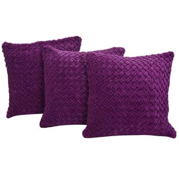 Reme Embroidered Purple Velvet Square Decorative Cushion Cover Pillow Case 1