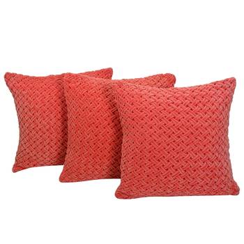 Reme Embroidered Orange Velvet Square Decorative Cushion Cover Pillow Case 1