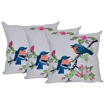Reme Embroidered White Cotton Square Decorative Cushion Cover Pillow Case 1