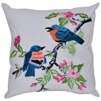 Reme Embroidered White Cotton Square Decorative Cushion Cover Pillow Case 2