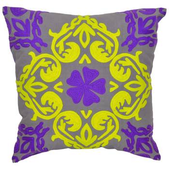 Reme Embroidered Multicolor Cotton Square Decorative Cushion Cover 2