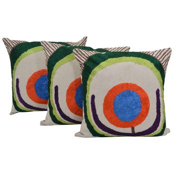 Reme Embroidered Multicolor Cotton Square Decorative Cushion Cover 1