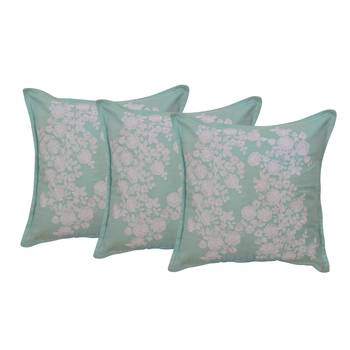 Reme Embroidered Blue Cotton Square Decorative Cushion Cover 1