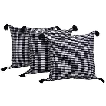 Reme Embroidered Black Cotton Square Decorative Cushion Cover 1