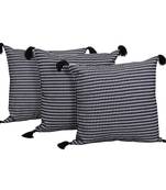 Reme Embroidered Black Cotton Square Decorative Cushion Cover