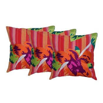 Reme Embroidered Multicolor Cotton Square Decorative Cushion Cover 1