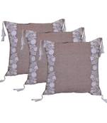 Reme Embroidered Beige Cotton Square Decorative Cushion Cover