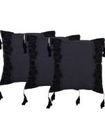 Reme Embroidered Black Cotton Square Decorative Cushion Cover