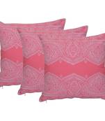 Reme Embroidered Peach Cotton Square Decorative Cushion Cover