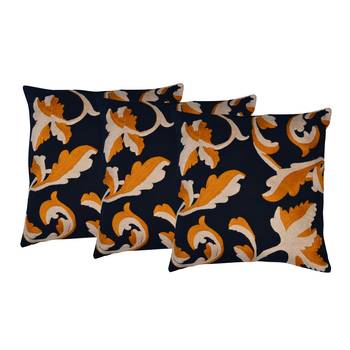Reme Embroidered Floral Black Cushion Cover 1