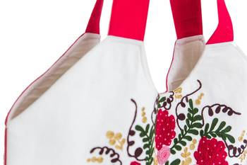 Reme Women Embroidered White And Red Tote Handbag 2