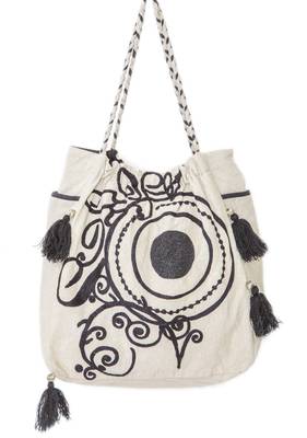 Reme Embroidered White And Brown Handbag For Women 3