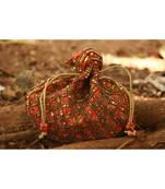Orange Coloured Sequin Worked Designer Potli Bag
