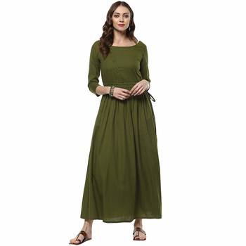 Green plain cotton cotton-kurtis 1