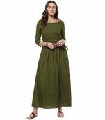 Green plain cotton cotton-kurtis