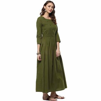 Green plain cotton cotton-kurtis 3