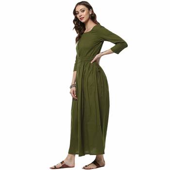 Green plain cotton cotton-kurtis 4