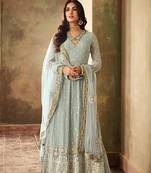 Light-blue embroidered georgette salwar