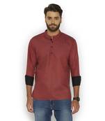 Maroon plain cotton men-kurtas