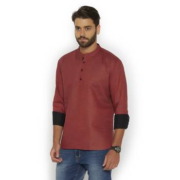 Maroon plain cotton men-kurtas 2