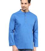 Blue plain cotton men-kurtas