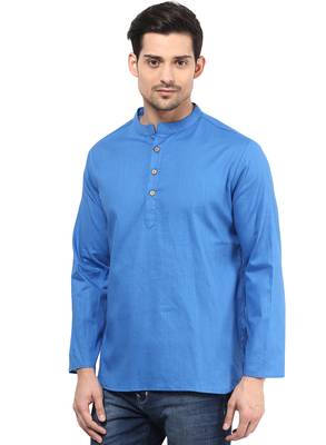 Blue plain cotton men-kurtas 2