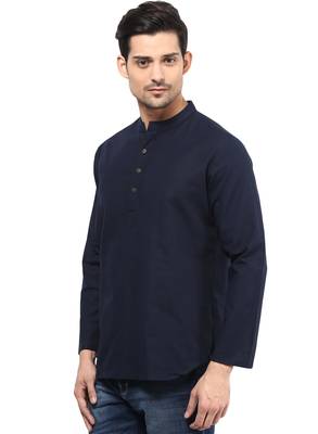 Blue plain cotton men-kurtas 2