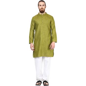 Green plain silk men-kurtas 2