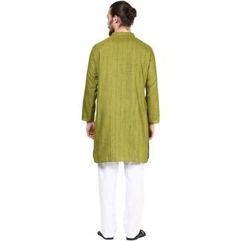 Green plain silk men-kurtas 4