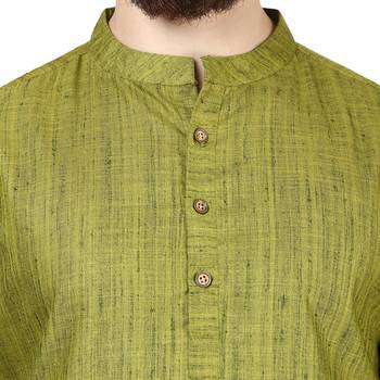 Green plain silk men-kurtas 5
