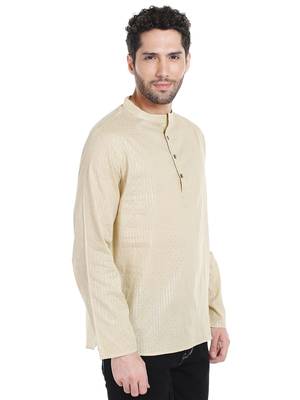 Beige plain blended cotton men-kurtas 2