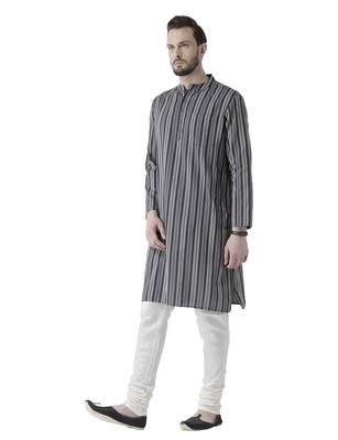 Grey printed cotton men-kurtas 3