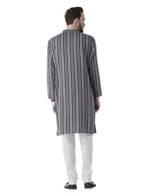 Grey printed cotton men-kurtas 4