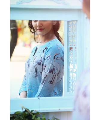 turquoise printed cotton stitched kurti sets 3