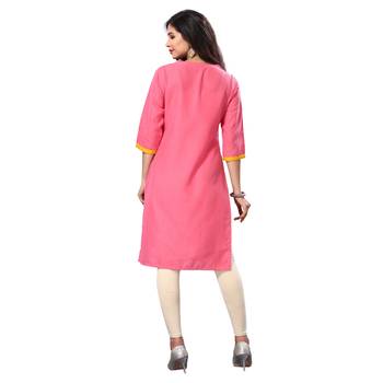 Pink plain cotton kurta 2